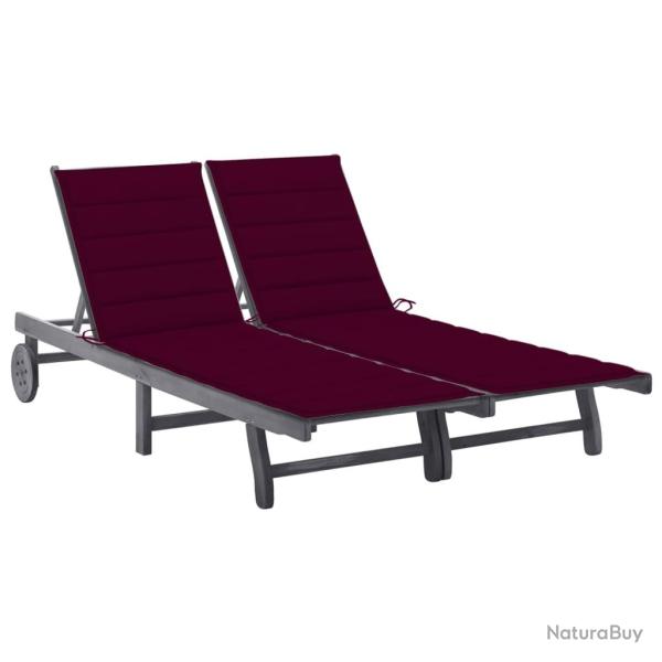 Transat chaise longue bain de soleil lit de jardin terrasse meuble d'ext�rieur 2 places avec coussi