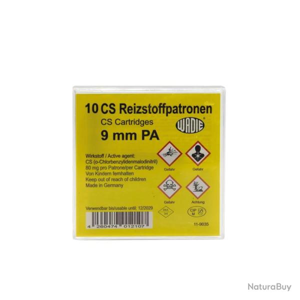 Bote de 10 munitions gaz avec sret manuelle 9mm + mallette