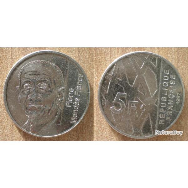 France 5 Francs 1992 Piece Commemo Pierre Mendes France Franc
