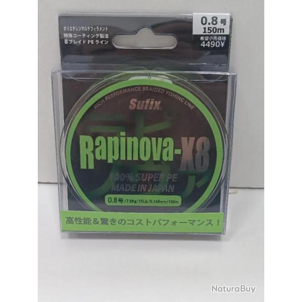 !! SUFIX RAPINOVA-X8 GREEN 150m 14/100 7.5kg !!