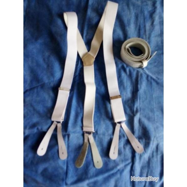CEINTURON CUIR BLANC et BRETELLES