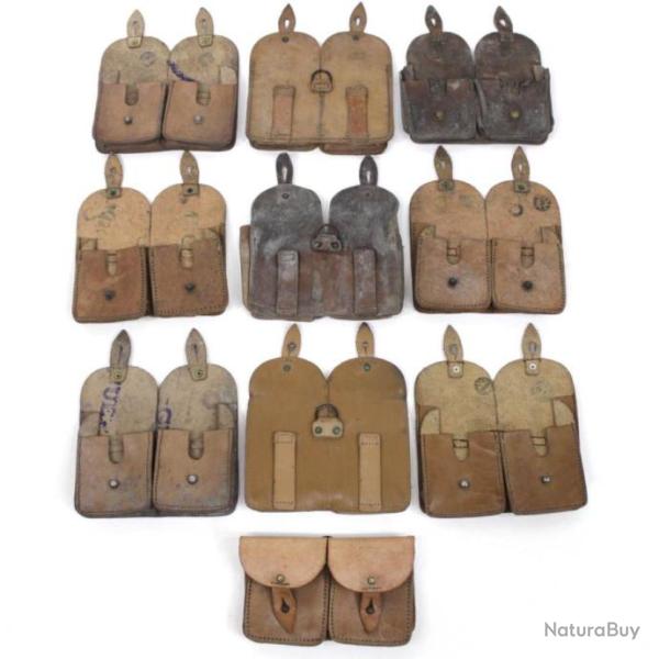 Cartouchi�res cuir Mod 1945, France, Indo, Alg�rie, MAS 36 / 36.51 / 49 / 49.56 (lot de 10 pieces)