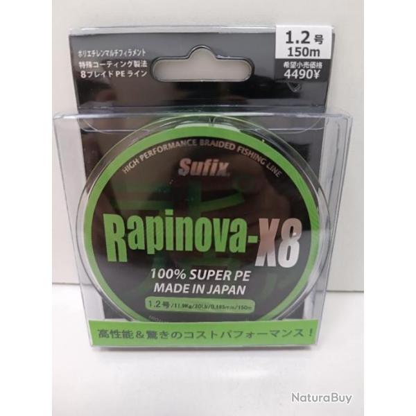 !! SUFIX RAPINOVA-X8 GREEN 150m 18/100 11,9 kg !!