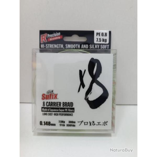 !! SUFIX X8 braid 300m 14/100 7,5 kg N�on chartreuse !!