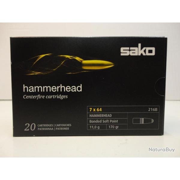 x20 balles Sako HAMMERHEAD cal.7x64 170gr