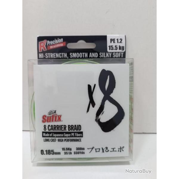 !! SUFIX X8 braid 300m 18.5/100 15.5 kg N�on chartreuse !!