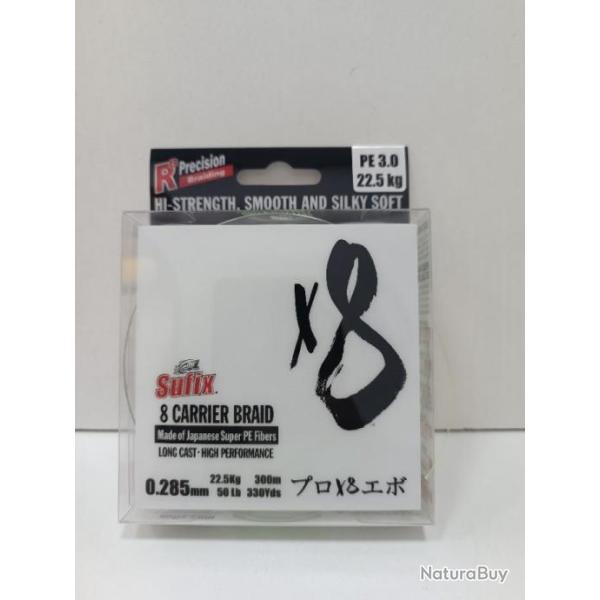 !! SUFIX X8 braid 300m 28,5/100 22kg N�on chartreuse !!