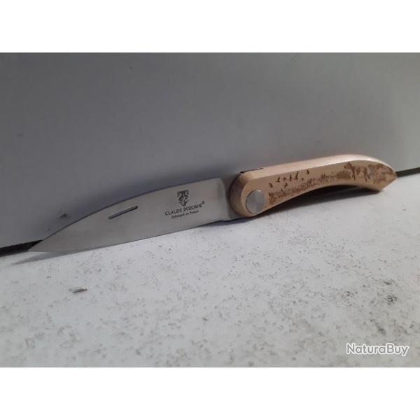 10111 COUTEAU PLIANT CLAUDE DOZORME LE CAPUCIN SCENE DE CHASSE 22CM NEUF