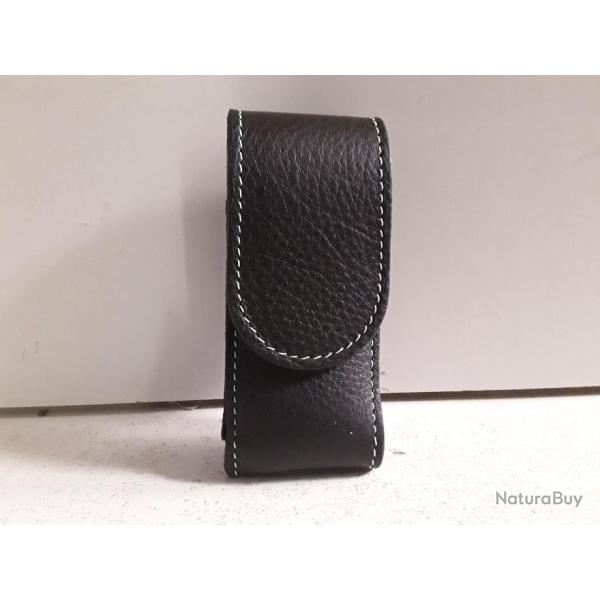 10113 ETUI CUIR NOIR POUR COUTEAU PLIANT 12CM NEUF