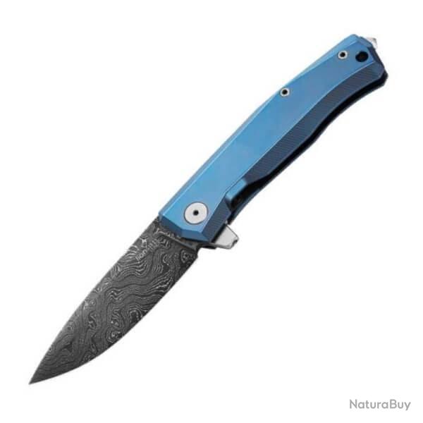 MT01D.BL Couteau pliant Lionsteel "Myto" Titanium bleu Damas