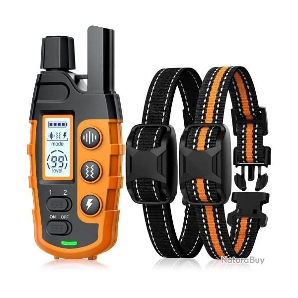 2 X Colliers de Dressage pour Deux Chiens Tlcommande 2600m Anti Aboiement  Etanche