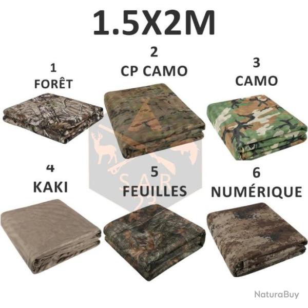 FILET DE CAMOUFLAGE HUTTEAUX ET AFF�TS - 1,5x2m - ANTI REFLET - ANTI BRUIT - LIVRAISON GRATUITE