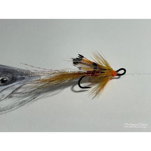 mouche saumon mod�le Ally s Schrimp orange num�ro 10  hame�on double