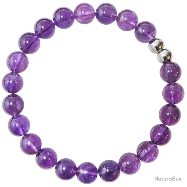 Bracelet en am�thyste - Perles rondes 8 mm
