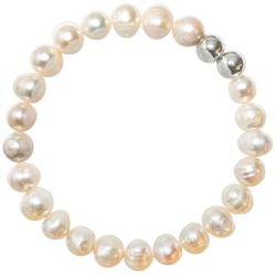 Bracelet en perles de culture forme pomme de terre - Blanc cr&egrave;me - 8 mm