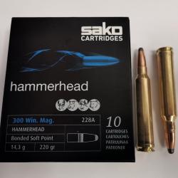 Cartouches SAKO HAMMERHEAD 300 WIN. MAG. Soft Point 220grs 228A - Bo&icirc;te de 10 unit&eacute;s