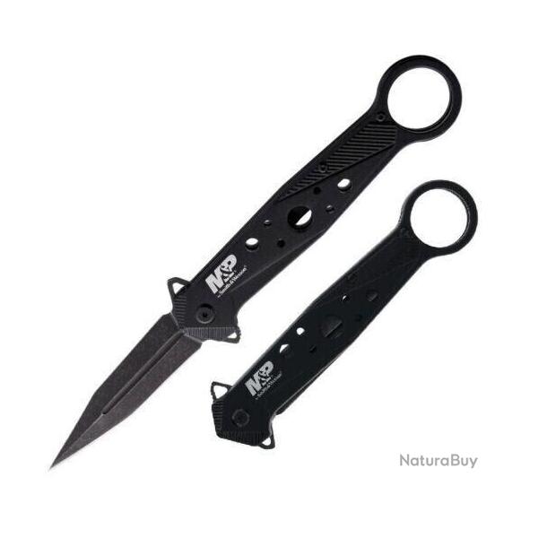 Couteau Smith&Wesson M&P Black Dagger Lame Acier 8Cr13MoV Manche Aluminium Linerlock Clip SW1193184