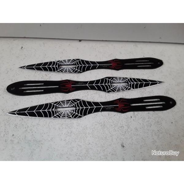 10124 JEU DE 3 COUTEAU DE LANCER HERBERTZ ARAIGNEE NEUF