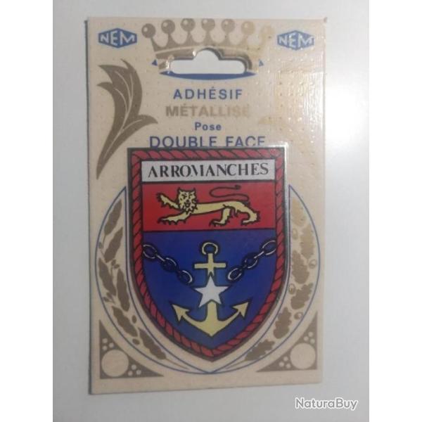 Autocollant carte postale double face : Arromanches.