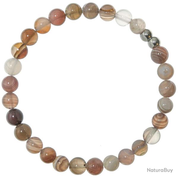 Bracelet en agate de Botswana - Perles rondes 6 mm