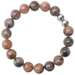 Bracelet en chiastolite - Perles rondes 10 mm