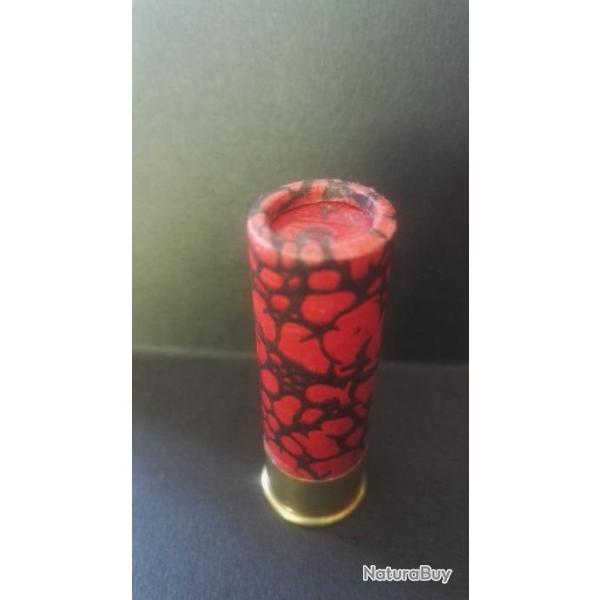 CARTOUCHE  MANUFRANCE ANCIENNE NON RECHARGEE cal.16 T/6 ROUGE TIGREE NOIRE CULOT DE 16mm