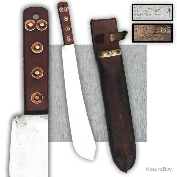 RARE & BEAU COUTEAU POIGNARD MACHETTE ANGLAIS 1939 SHEFFIELD ENGLAND WW2 ORIGINAL