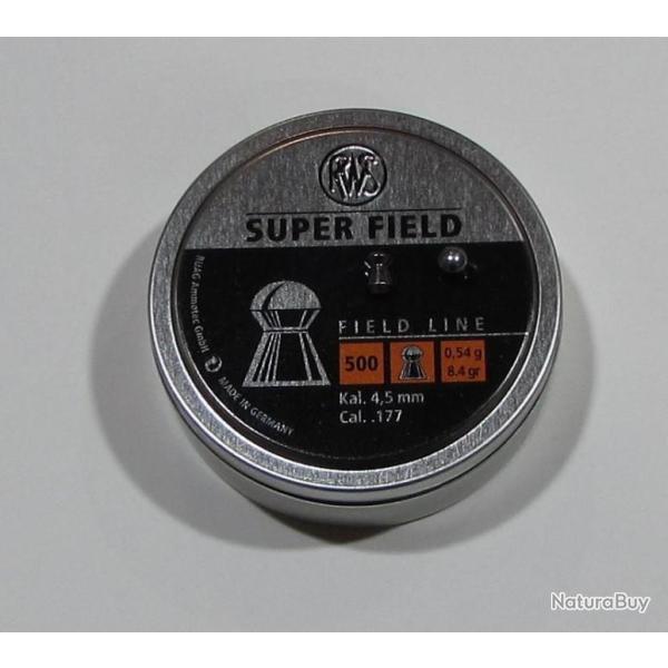 BOITE 500 PLOMBS CAL 4.5MM RWS SUPER FIELD 0.54 GRAMME