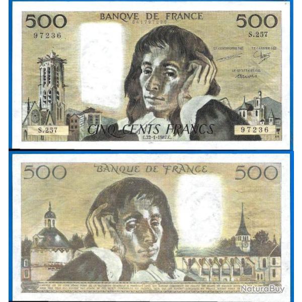 France 500 Francs 1987 Grand Billet Pascal Franc