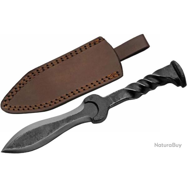 Dague Wrench Sgian Dubh Spike Medieval Forg�e Dans un Clou de Rail Acier Carbone Etui Cuir PA4444 -