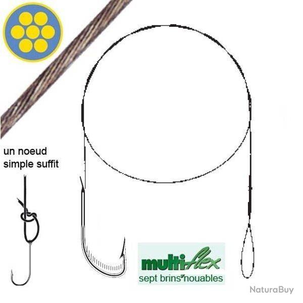 Bas de ligne acier Cannelle multiflex hame�on simple N�6 par 3