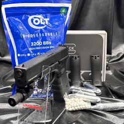 Nouveau "Pack Laser pr&ecirc;t &agrave; tirer"- GLOCK 17 "GEN 4" - Cal. BBs 6mm - Airsoft - ( 5 Capsules Co2 + 32