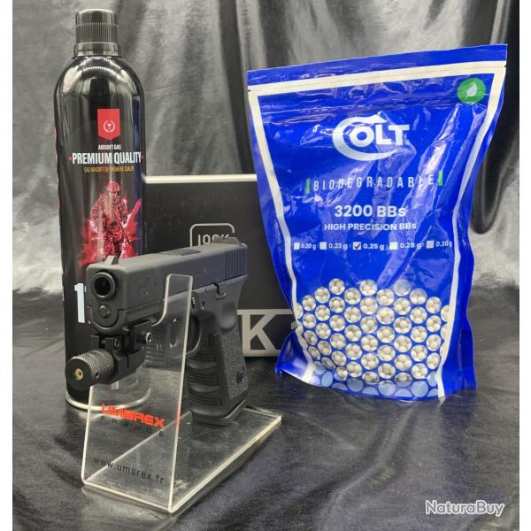 Pack laser pr�t a tirer Pistolet- "Glock 19" - BBs 6mm - Gaz