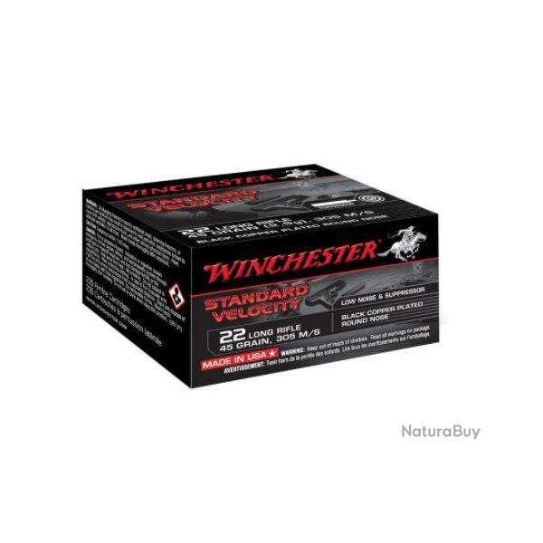 Cartouches Winchester 22 LR, STANDARD VELOCITY, 45gr, BLACK COPPER PLATED ROUND NOSE (boite de 235)
