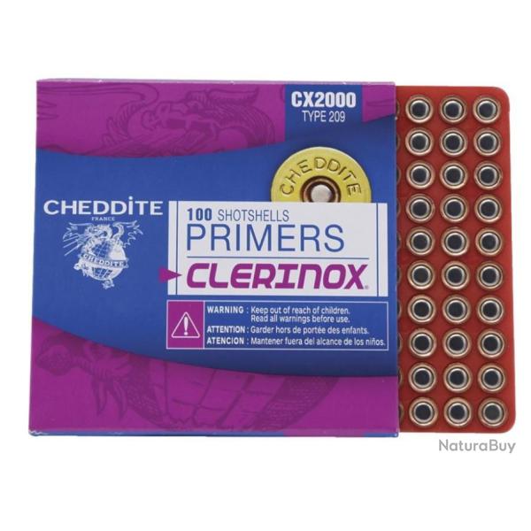Amorces CHEDDITE CX2000 Type 209 pour cartouches de chasse (boite de 100)