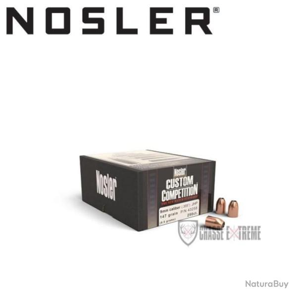 250 Ogives NOSLER Cal 9mm 147gr Jhp