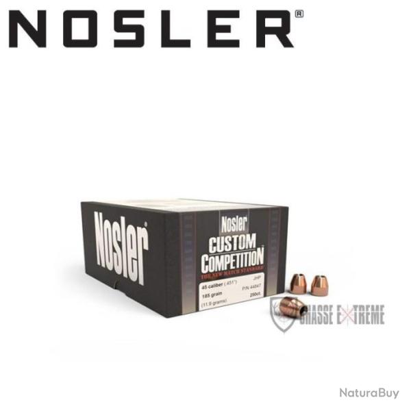 250 Ogives NOSLER Cal 45 185gr Jhp