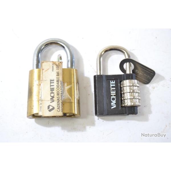 Lot x 2 cadenas � code Vachette, vintage. Mle 1319C et Hardened. Neuf de stock.