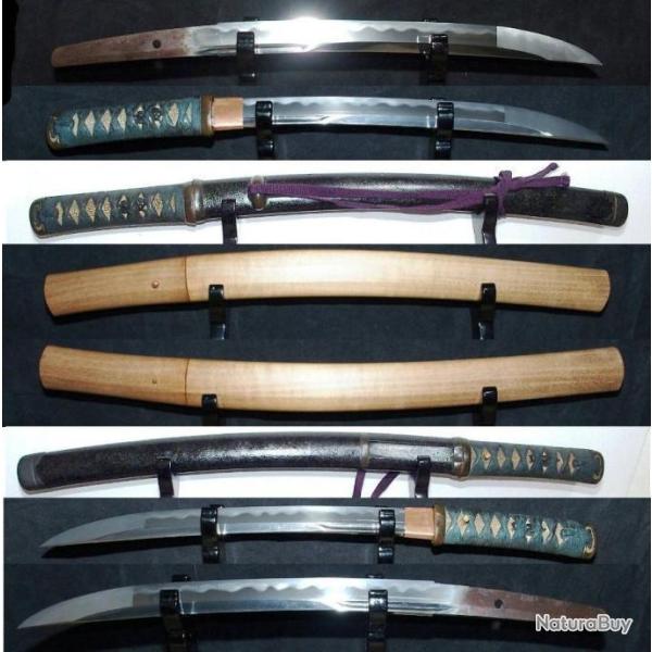 Japon antique p�riode edo �cole Mino wakizashi/ tanto superbe lame .koshirae accastillage bronze
