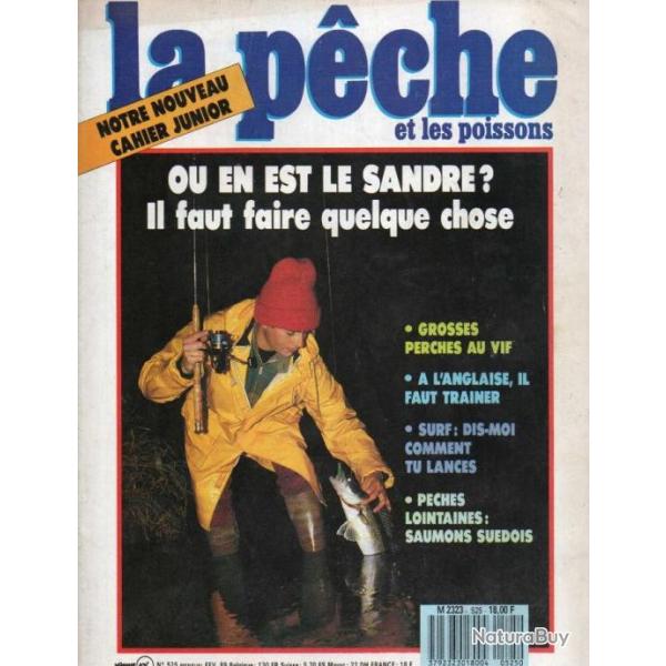 la p�che et les poissons  525 f�vrier 1989, saumon su�dois, sandre, grosses perches, le masheer,