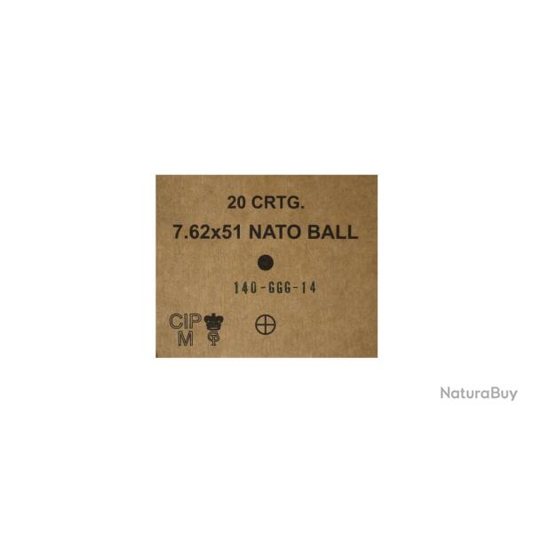 GGG - Cartouches .308 WIN (7.62X51) TYPE M80 FMJ 147GR (x20)