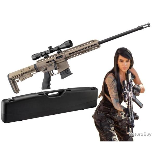 PACK Carabine PALLAS BA-15 TAN- 22LR + Lunette + Mallette Rigide 81cm