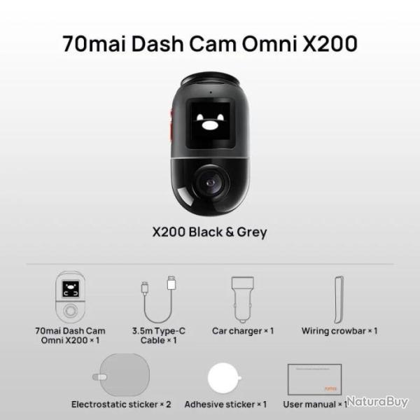 Cam�ra Tableau de Bord Voiture Omni X200 / 60FPS / GPS / vue compl�te � 360 � Haute Qualit�