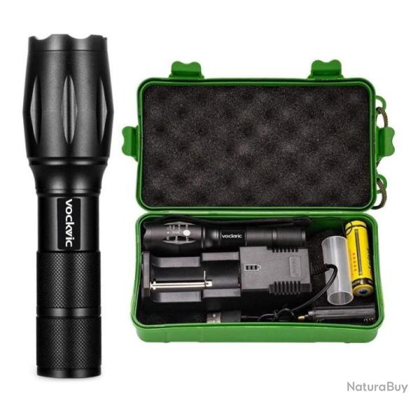 Lampe Torche LED 1200 Lumens Puissante tanche Rechargeable USB Zoom 5 Modes Pche Randonne