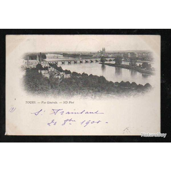 tours vue gnrale  carte postale ancienne pont de tours