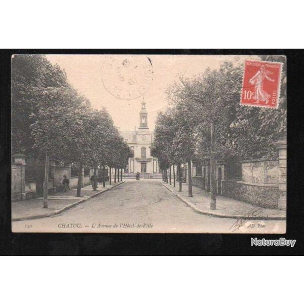 chatou l'avenue de l'hotel de ville carte postale ancienne