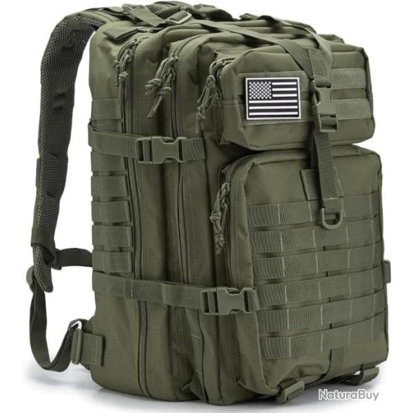 Sac � Dos Tactique Militaire 45L pour Hommes Camping Randonn�e Trekking Chasse Survie Verte