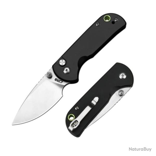 Couteau CJRB Cutlery Mica Black Lame Acier AR-RPM9 Satin Manche Aluminum Button Lock IKBS J1934BK