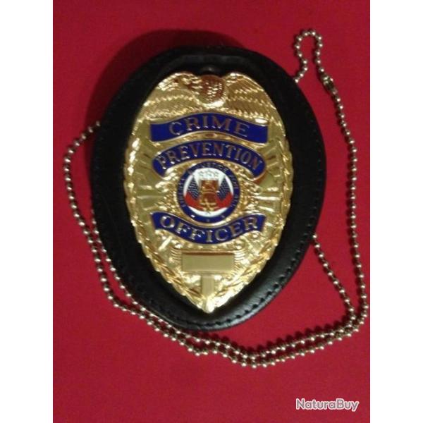 Authentique Badge USA  Police Crime Pr�vention Officer Blackinton Plaqu� OR