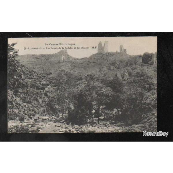 crozant les bords de la s�delle et les ruines  carte postale ancienne creuse